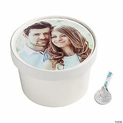 Discount ✔️ Custom Photo Round Favor Boxes with Lids - 12 Pc. 🎁