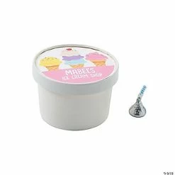 Hot Sale 🔔 Personalized White Round Ice Cream Cup Favor Boxes with Lid - 12 Pc. 😍