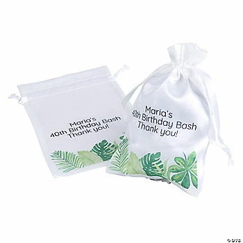 Brand new ๐ Personalized Mini Tropical Leaves Drawstring Bags โ 24 Pc. ๐