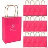Brand new 🧨 Hot Pink Medium Personalized Monogram Welcome Paper Gift Bags with Silver Foil - 12 Pc. 😍