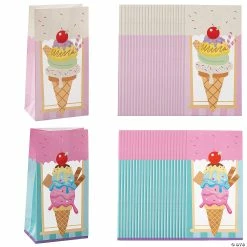 Best Pirce π₯ 5" x 10" Large Ice Cream Treat Bags with Cherry Stickers - 48 Pc. π