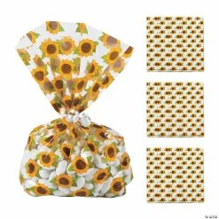 Coupon 😍 5" x 11 1/2" Sunflower Cellophane Treat Bags - 12 Pc. 👏