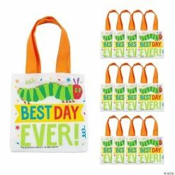 Deals 😍 6 1/2" x 6" Mini Eric Carle’s The Very Hungry Caterpillar™ Nonwoven Tote Bags - 12 Pc. ⭐