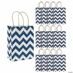 Best deal ✔️ 6 1/2" x 9" Medium Chevron Kraft Paper Gift Bags - 12 Pc. ⌛