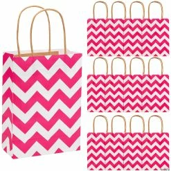 Coupon 😉 6 1/2" x 9" Medium Chevron Kraft Paper Gift Bags - 12 Pc. 😀