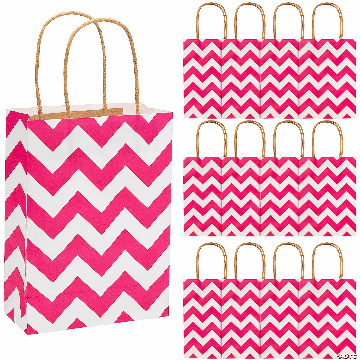 Coupon π 6 1/2" x 9" Medium Chevron Kraft Paper Gift Bags - 12 Pc. π