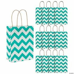 Coupon 🛒 6 1/2" x 9" Medium Chevron Kraft Paper Gift Bags - 12 Pc. 👍