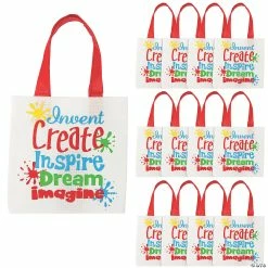 Budget ⭐ 6" x 6" Mini Nonwoven Little Artist Tote Bags - 12 Pc. 🧨