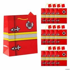 Cheapest 🛒 7 1/4" x 9" Medium Firefighter Party Paper Gift Bags with Tags - 12 Pc. ⭐