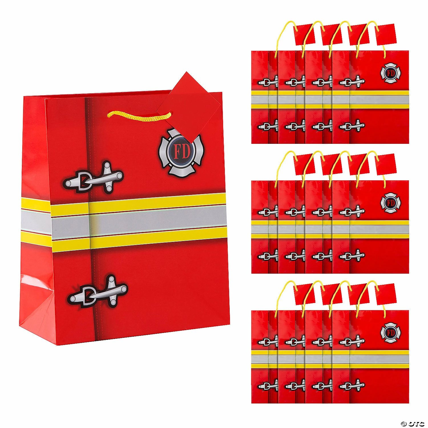 Cheapest π 7 1/4" x 9" Medium Firefighter Party Paper Gift Bags with Tags - 12 Pc. β