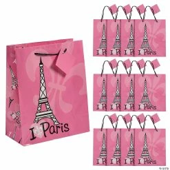 Buy ๐ 7 1/4" x 9" Medium Perfectly Paris Paper Gift Bags - 12 Pc. โค๏ธ