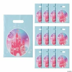 Best Sale β€οΈ 8 1/2" x 12" Pink Princess Castle Plastic Treat Bags - 12 Pc. π