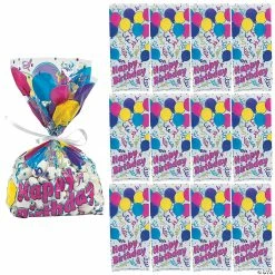 Wholesale ✔️ Birthday Balloon Cellophane Bags - 12 Pc. 🤩