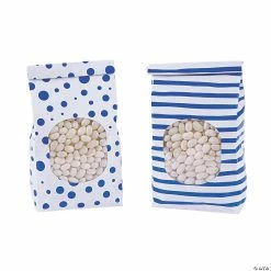 Wholesale 😀 Patterned Tin Tie Treat Bags with Window - 12 Pc. 👏