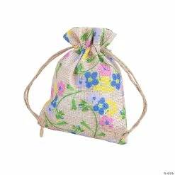 Best Pirce ๐งจ Mini Floral Print Burlap Drawstring Bags โ 12 Pc. ๐