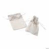 Flash Sale ⌛ Mini Neutral Plaid Canvas Drawstring Treat Bags - 12 Pc. 🔔