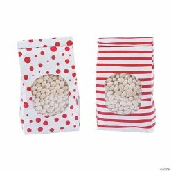 Budget ๐ Patterned Tin Tie Treat Bags with Window - 12 Pc. ๐