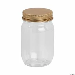 Flash Sale ⌛ Small Clear Plastic Jars with Gold Lid - 12 Pc. ⌛