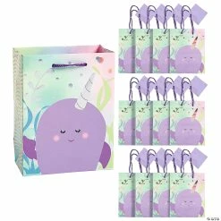 Deals 💯 Small Narwhal Party Paper Gift Bags - 12 Pc. ⭐