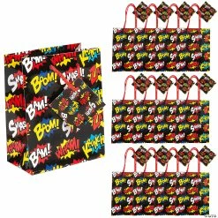 Buy ๐ Small Superhero Paper Gift Bags with Tags - 12 Pc. โค๏ธ